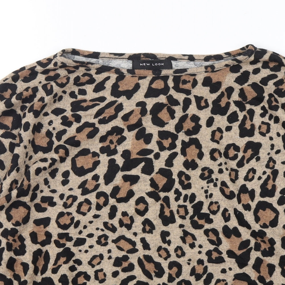 New Look Womens Multicoloured Round Neck Animal Print Polyester Pullover Jumper Size S