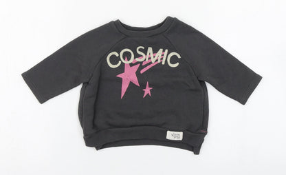 Next Girls Grey  100% Cotton Pullover Jumper Size 3-6 Months  Pullover