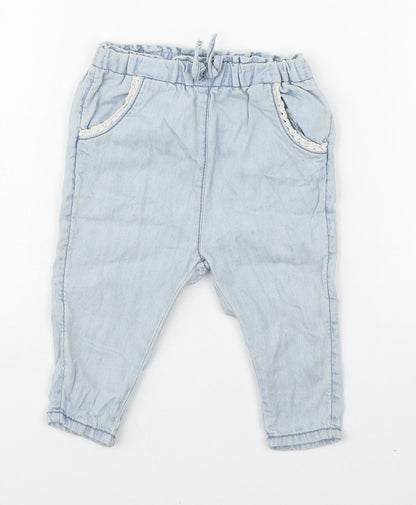 Next Baby Blue  100% Cotton Jogger Jeans Size 3-6 Months