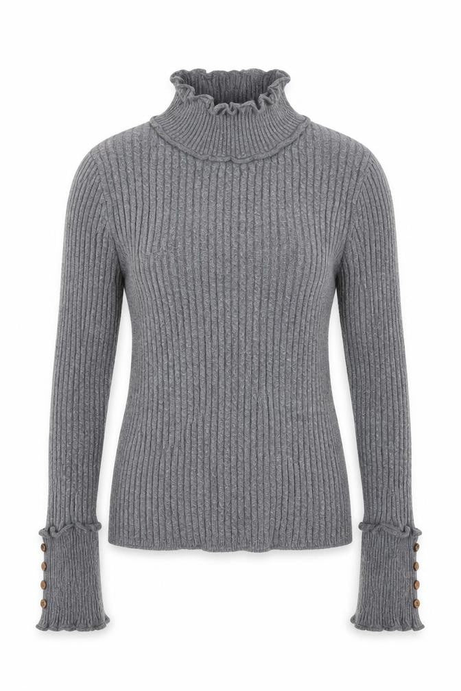 Topshop Womens Grey High Neck  Viscose Pullover Jumper Size 8