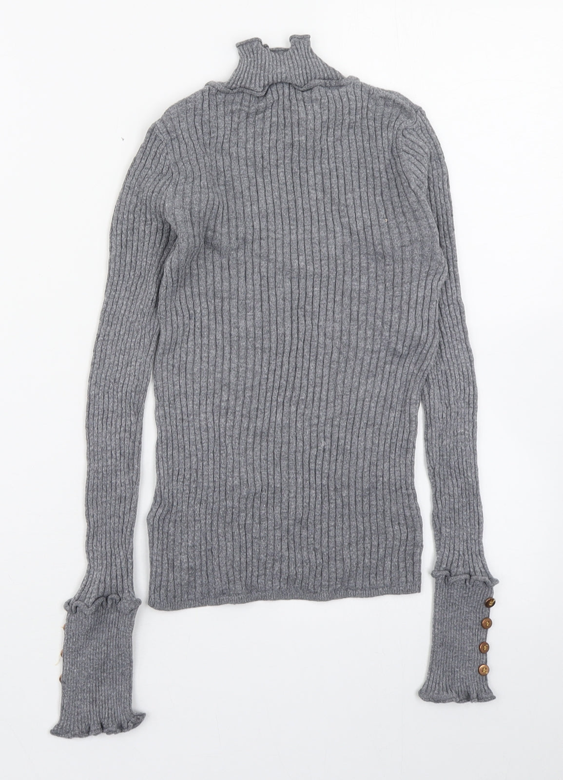 Topshop Womens Grey High Neck  Viscose Pullover Jumper Size 8