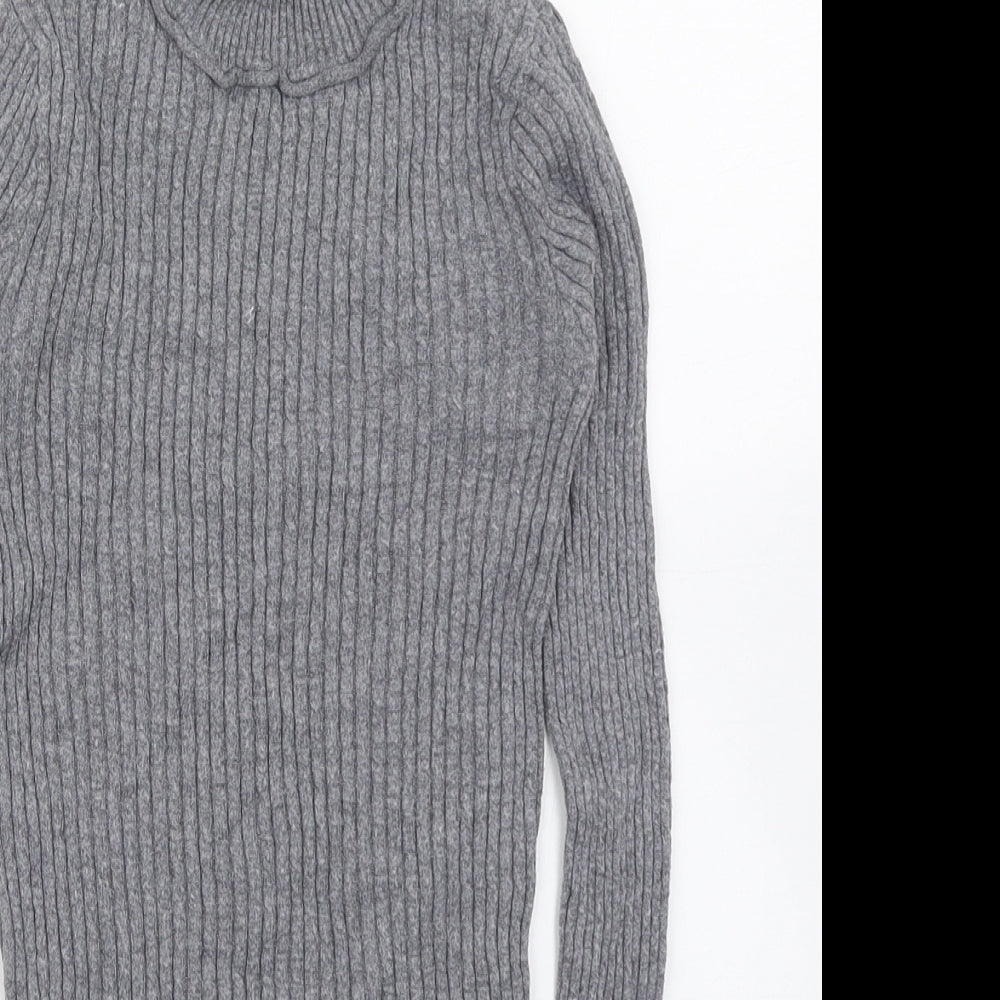 Topshop Womens Grey High Neck  Viscose Pullover Jumper Size 8