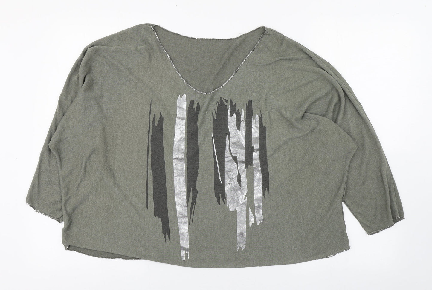 Preworn Womens Green  Viscose Basic T-Shirt Size 8 Boat Neck