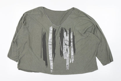 Preworn Womens Green  Viscose Basic T-Shirt Size 8 Boat Neck
