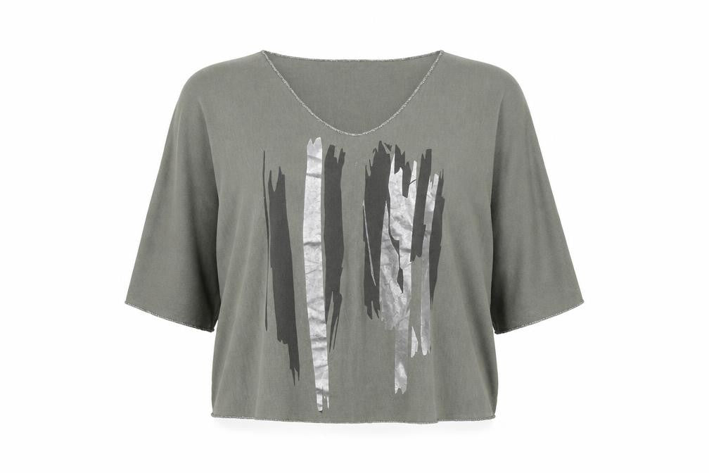 Preworn Womens Green  Viscose Basic T-Shirt Size 8 Boat Neck