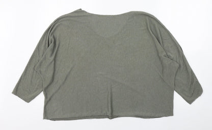 Preworn Womens Green  Viscose Basic T-Shirt Size 8 Boat Neck