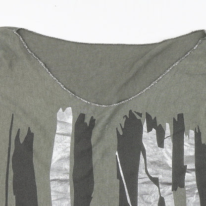 Preworn Womens Green  Viscose Basic T-Shirt Size 8 Boat Neck