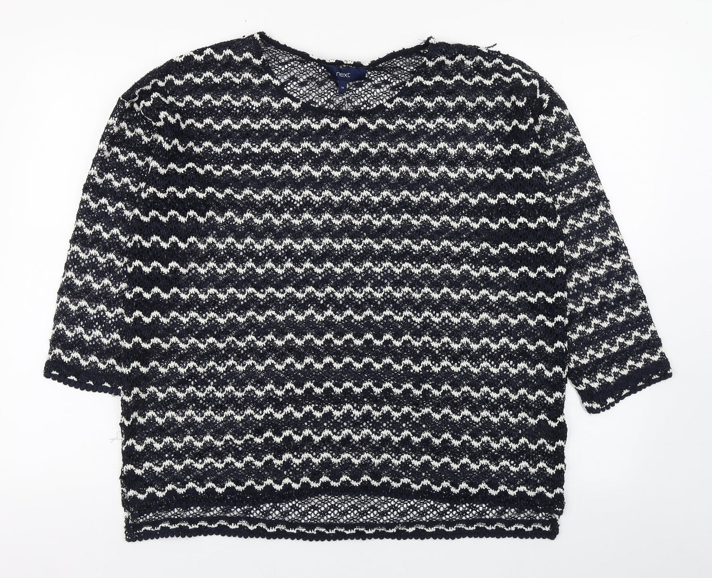 NEXT Womens Blue Boat Neck Striped Polyester Pullover Jumper Size 14
