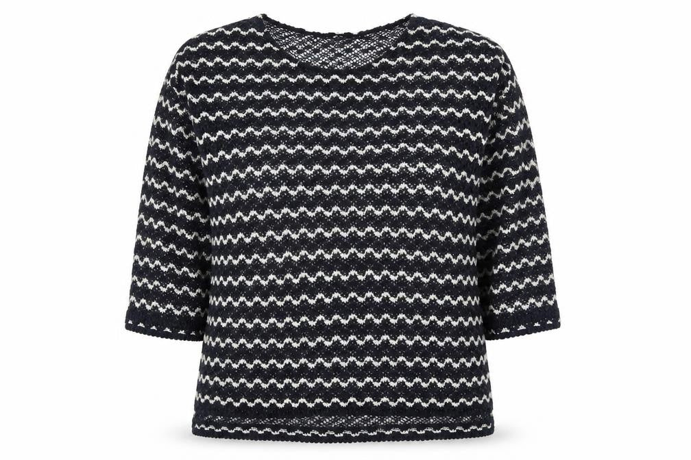NEXT Womens Blue Boat Neck Striped Polyester Pullover Jumper Size 14