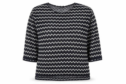 Next Womens Blue Boat Neck Striped Polyester Pullover Jumper Size 14