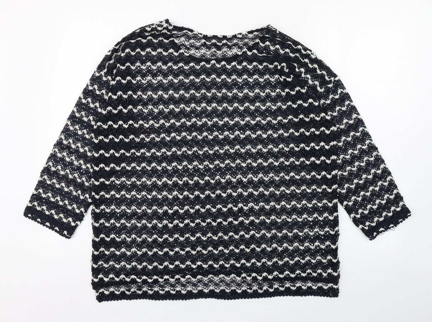 NEXT Womens Blue Boat Neck Striped Polyester Pullover Jumper Size 14