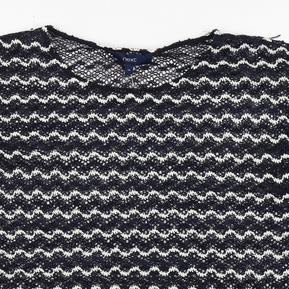 NEXT Womens Blue Boat Neck Striped Polyester Pullover Jumper Size 14