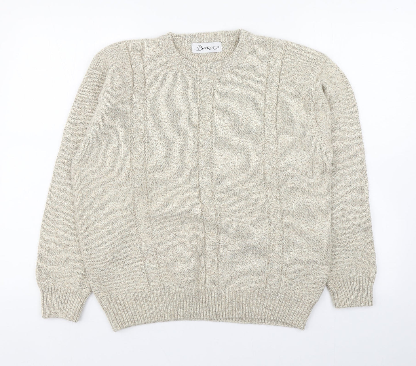 Bertex Womens Beige Round Neck  Acrylic Pullover Jumper Size 14