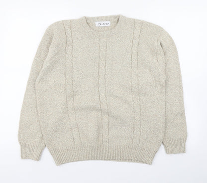 Bertex Womens Beige Round Neck  Acrylic Pullover Jumper Size 14