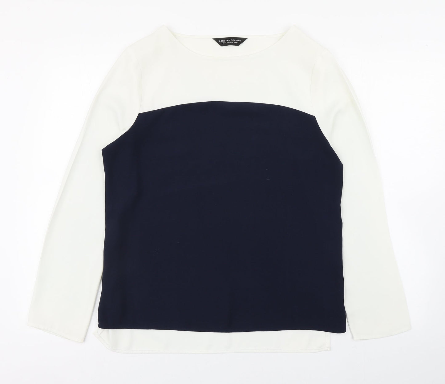 Dorothy Perkins Womens White  Polyester Basic Blouse Size 12 Boat Neck