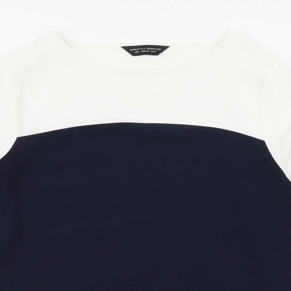 Dorothy Perkins Womens White  Polyester Basic Blouse Size 12 Boat Neck