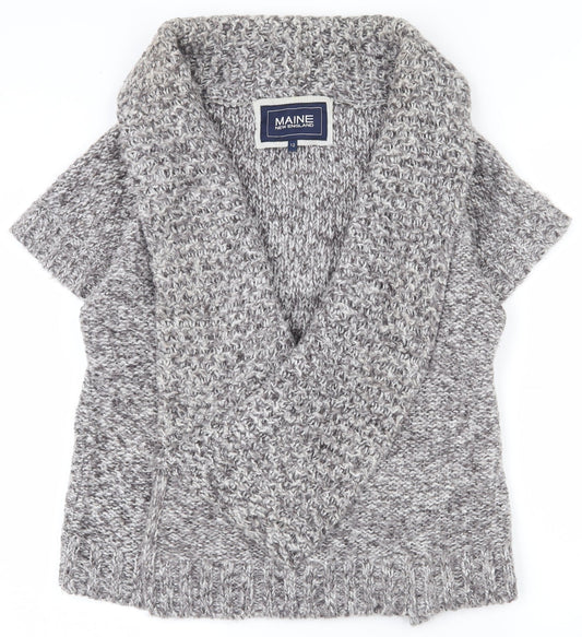 Maine New England Womens Grey Collared  Acrylic Cardigan Jumper Size 12