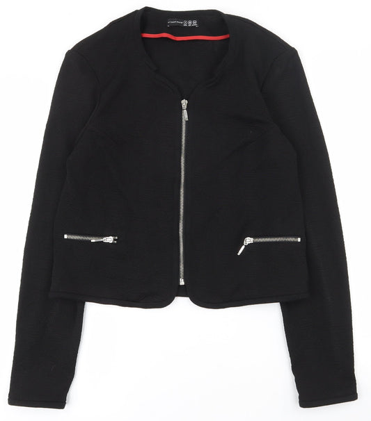 Atmosphere Womens Black Geometric  Jacket  Size 8  Zip