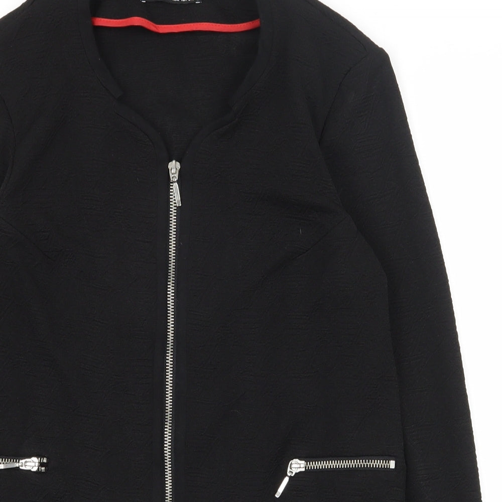 Atmosphere Womens Black Geometric  Jacket  Size 8  Zip