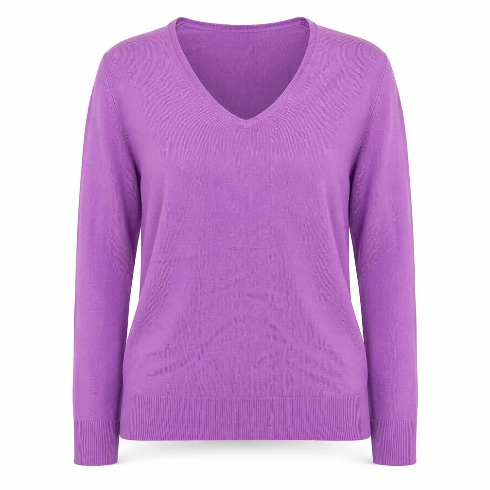 Marks & Spencer Womens Purple V-Neck  Acrylic Pullover Jumper Size 12