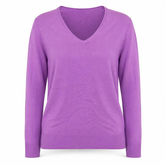 Marks & Spencer Womens Purple V-Neck  Acrylic Pullover Jumper Size 12