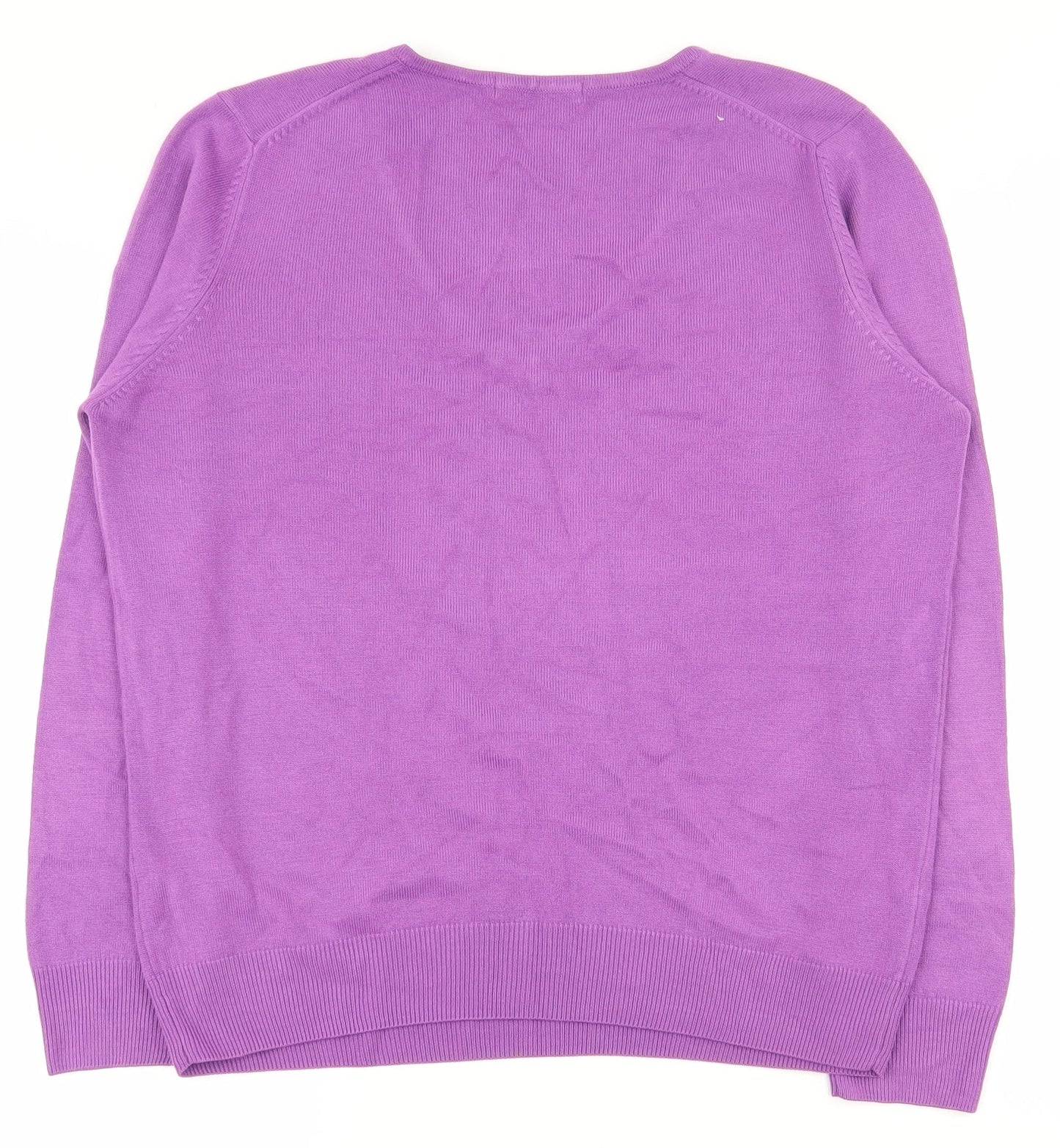 Marks and Spencer Womens Purple V-Neck  Acrylic Pullover Jumper Size 12