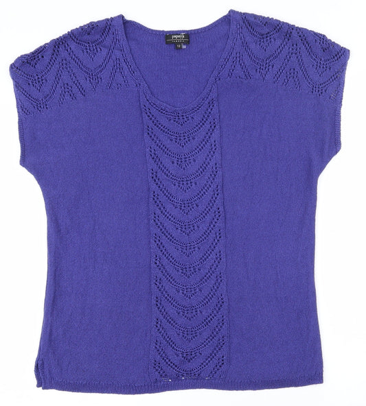 Papaya Womens Purple Scoop Neck  Acrylic Pullover Jumper Size 12