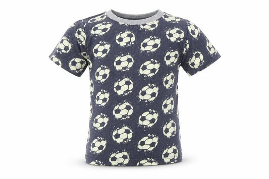 Kids Boys Blue Geometric Cotton Basic T-Shirt Size 6-7 Years Round Neck  - FOOTBALL