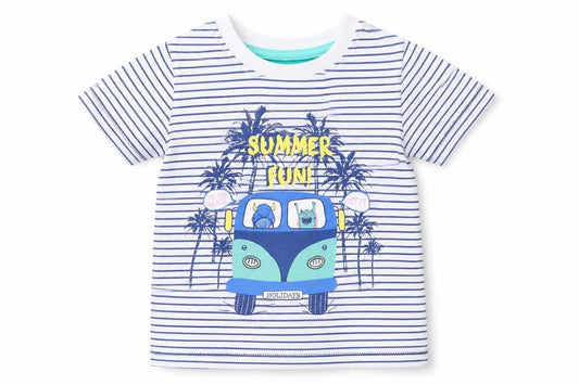 Dunnes Boys Multicoloured Striped Cotton Basic T-Shirt Size 12-18 Months Round Neck