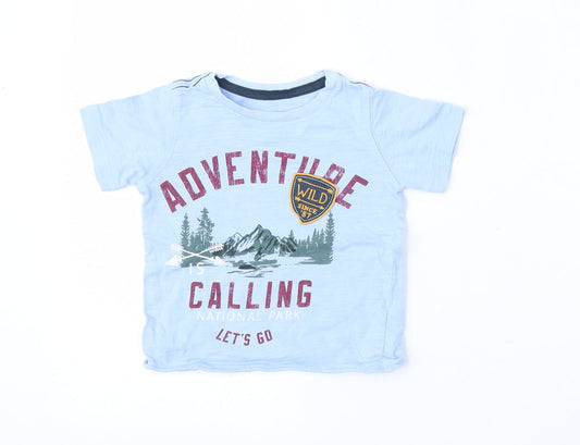 Carter's Boys Blue  Cotton Basic T-Shirt Size 18-24 Months Round Neck