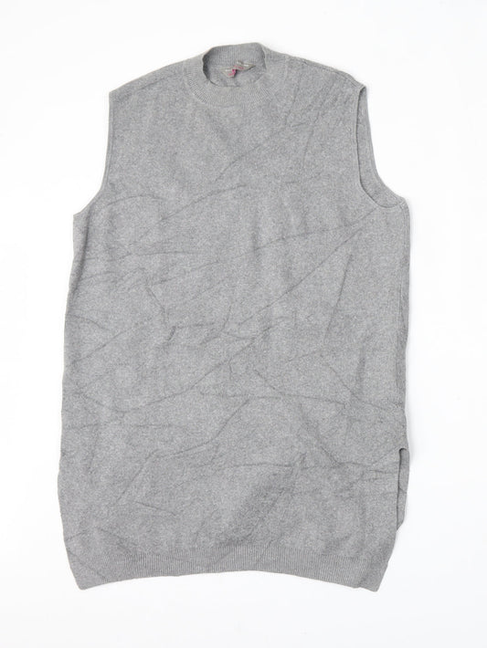 Dorothy Perkins Womens Grey Round Neck  Cotton Vest Jumper Size 16