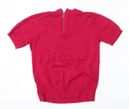 Marks & Spencer Womens Pink Round Neck  Viscose Pullover Jumper Size 8