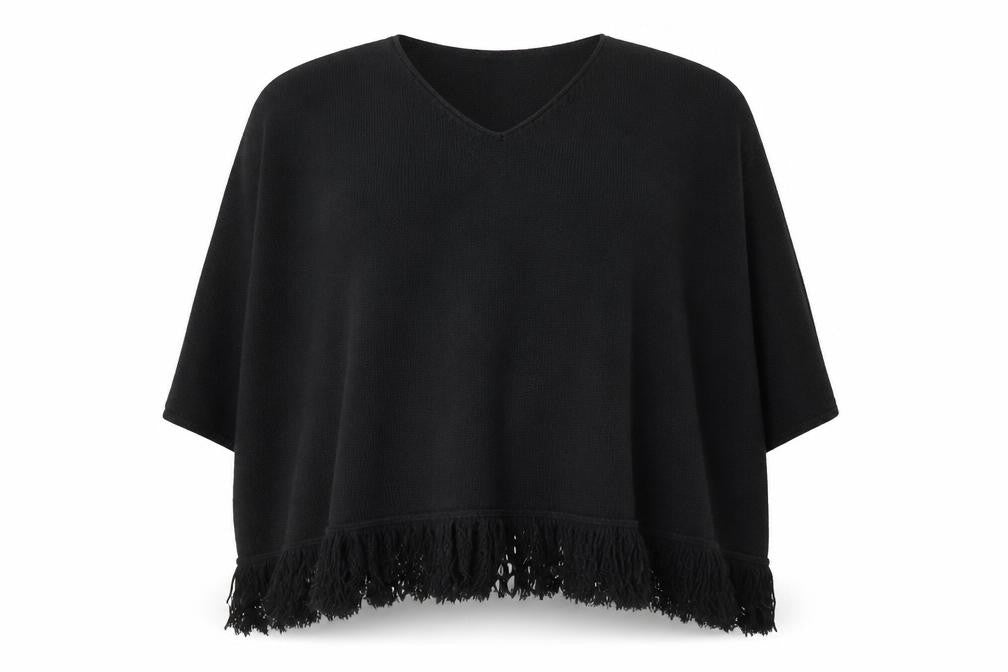 Accessorize Womens Black V-Neck  Acrylic Pullover Jumper Size L   - Shawl