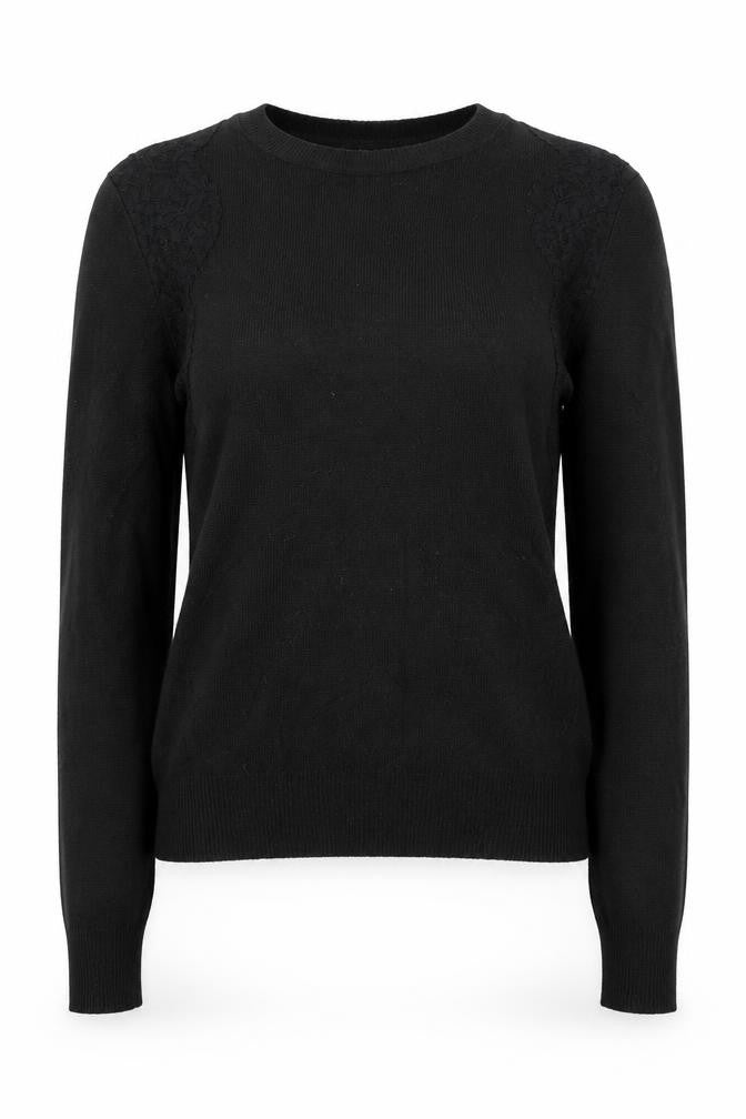Lara Knit Womens Black Round Neck  Polyester Pullover Jumper Size M