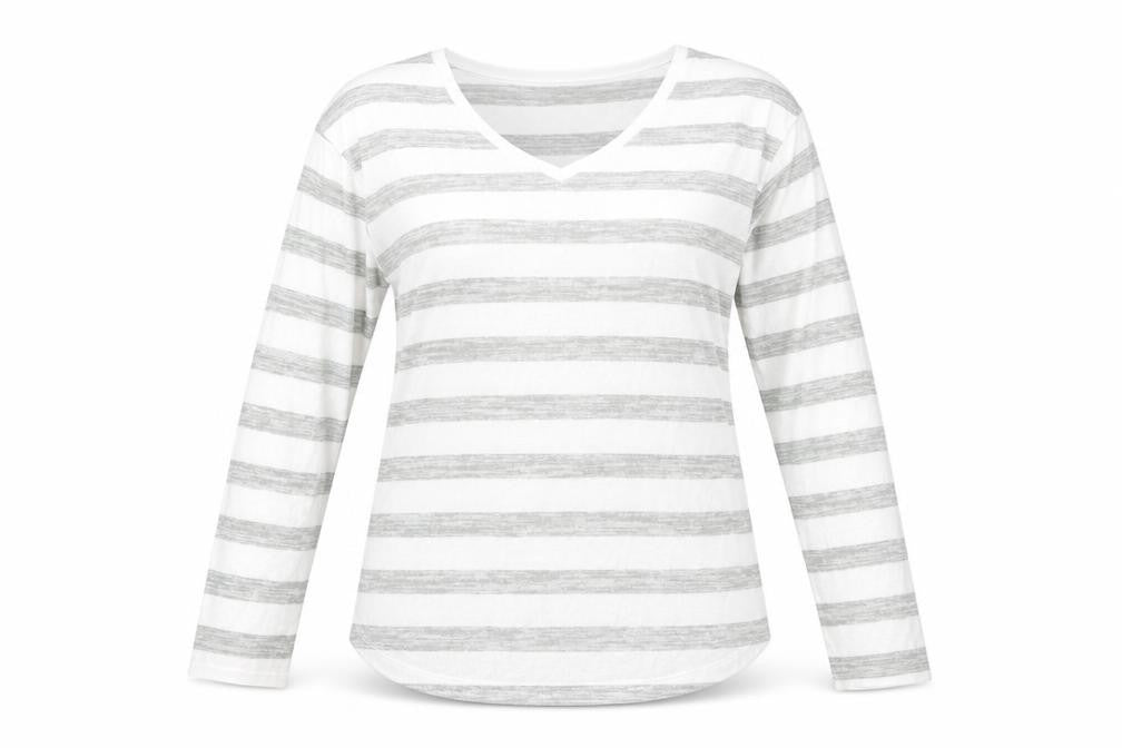 Marks & Spencer Womens Multicoloured V-Neck Striped Viscose Pullover Jumper Size 10