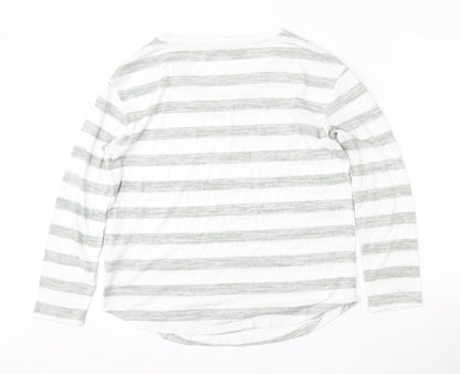 Marks & Spencer Womens Multicoloured V-Neck Striped Viscose Pullover Jumper Size 10