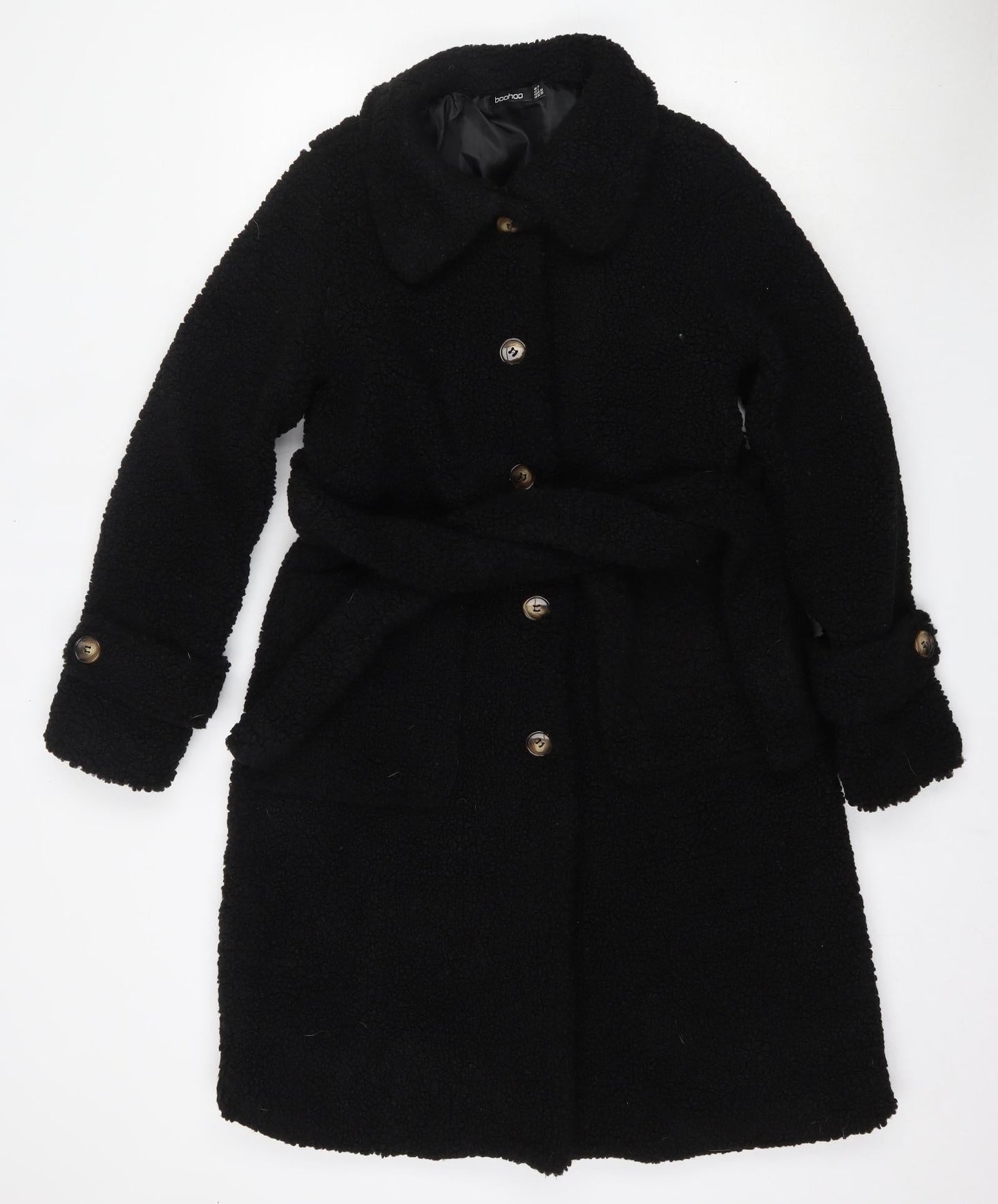 Boohoo Womens Black   Pea Coat Jacket Size 10  Button