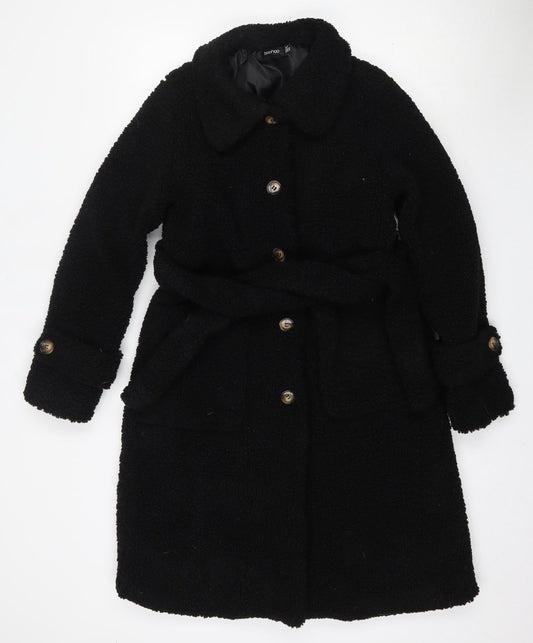 Boohoo Womens Black   Pea Coat Jacket Size 10  Button
