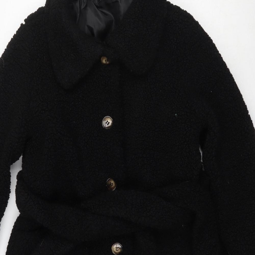 Boohoo Womens Black   Pea Coat Jacket Size 10  Button