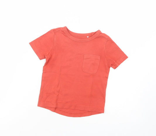 George Baby Red  Cotton Basic T-Shirt Size 12-18 Months Crew Neck Pullover