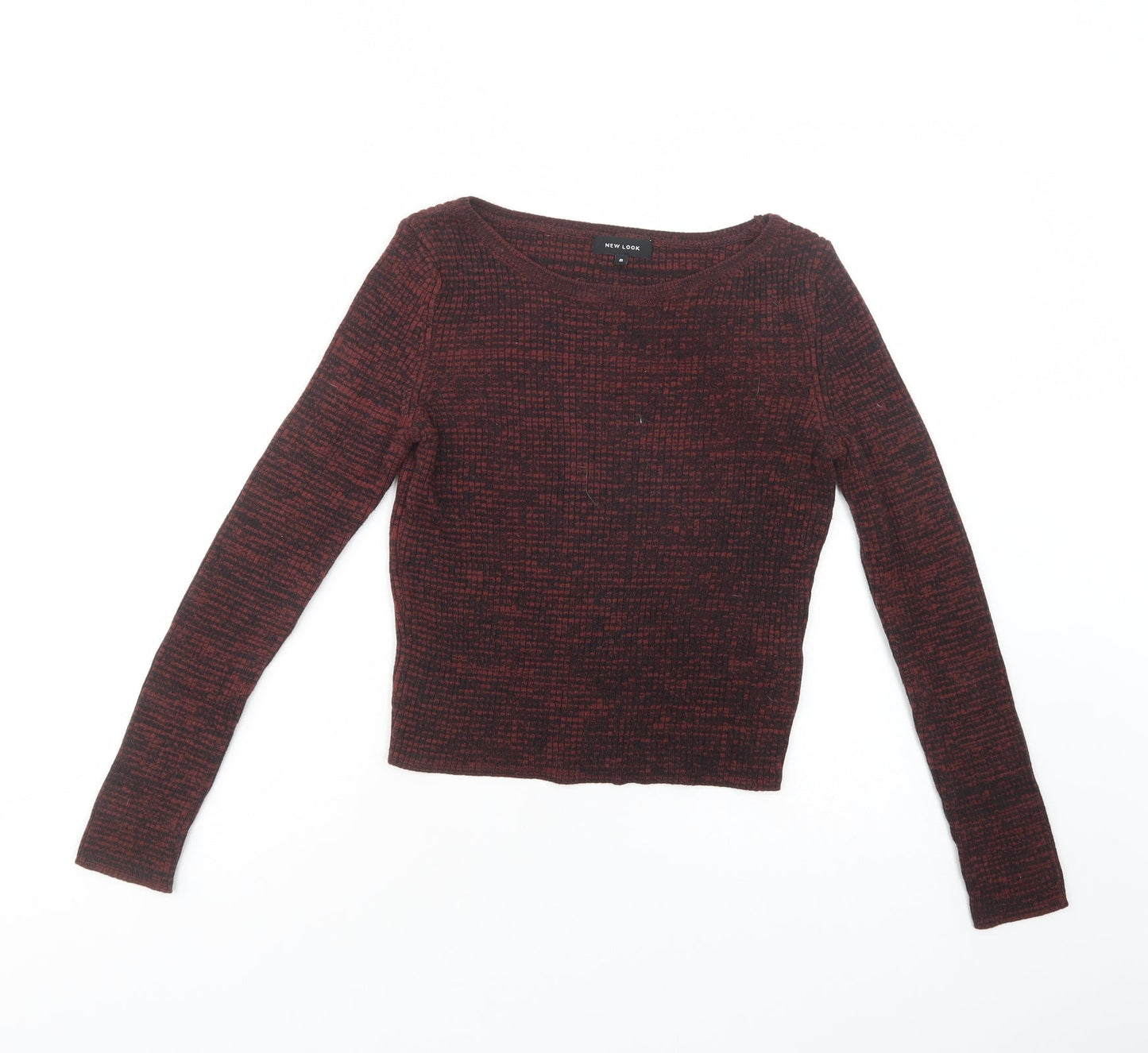 New Look Womens Red Boat Neck  Acrylic Pullover Jumper Size 8
