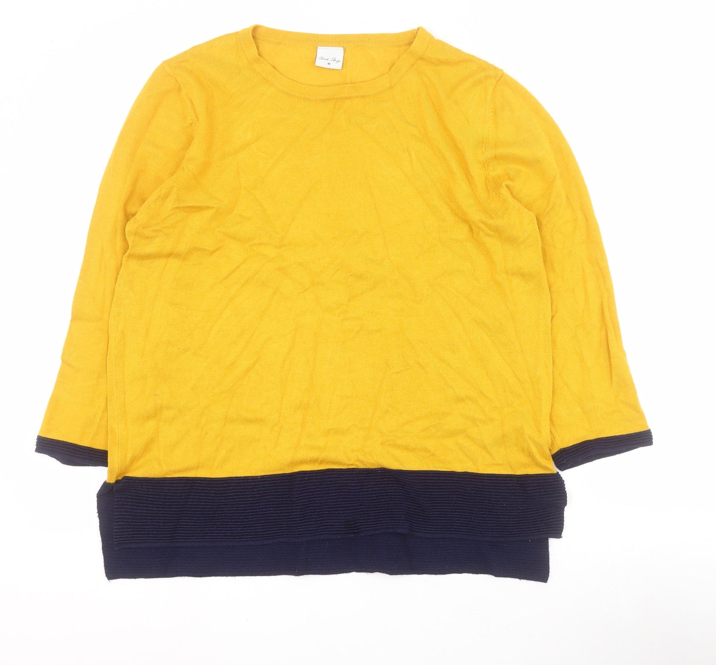 Stock Shop Womens Yellow Round Neck  Viscose Henley Jumper Size M