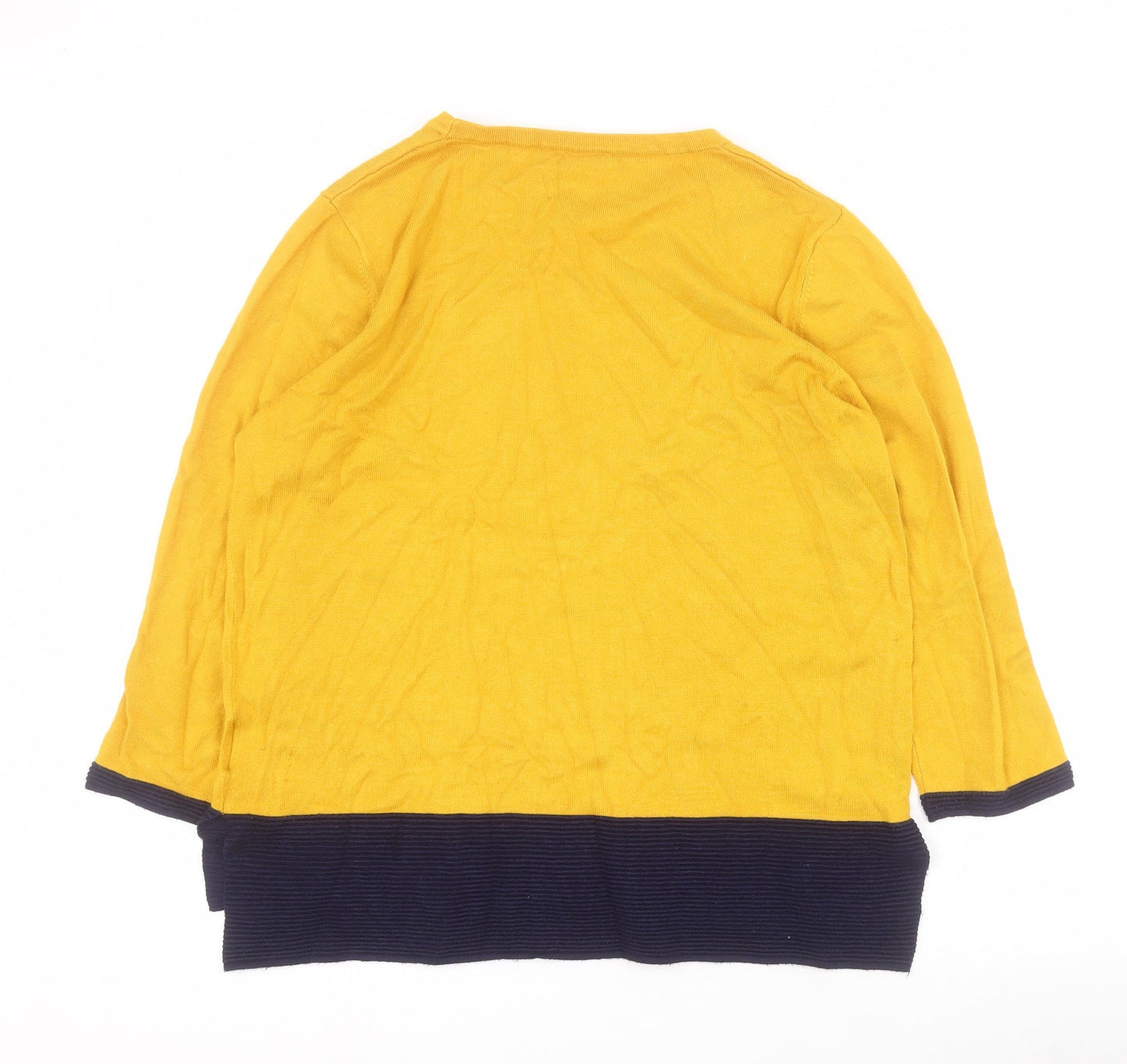 Stock Shop Womens Yellow Round Neck  Viscose Henley Jumper Size M