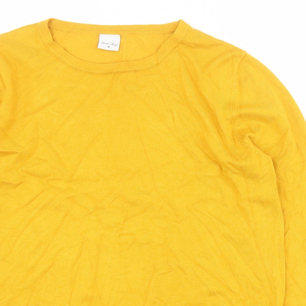 Stock Shop Womens Yellow Round Neck  Viscose Henley Jumper Size M