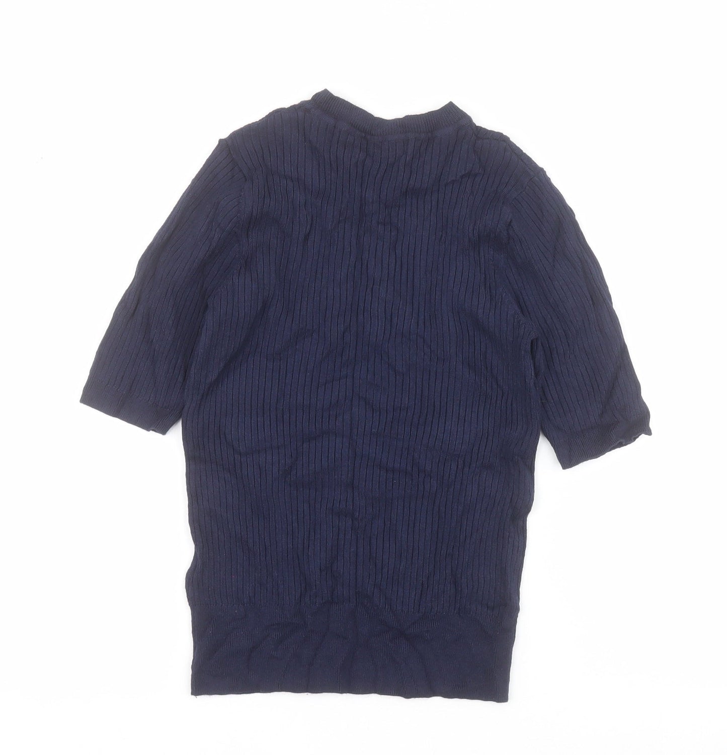Marks and Spencer Womens Blue Crew Neck  Viscose Pullover Jumper Size 6   - Ribbed