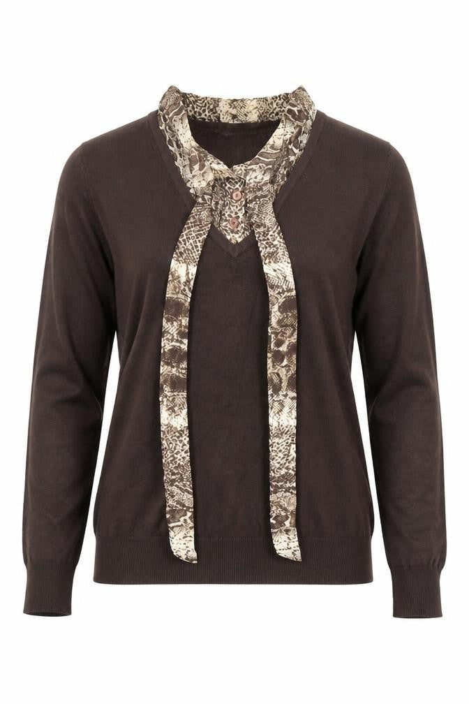 Paramour Womens Brown V-Neck  Viscose Pullover Jumper Size M