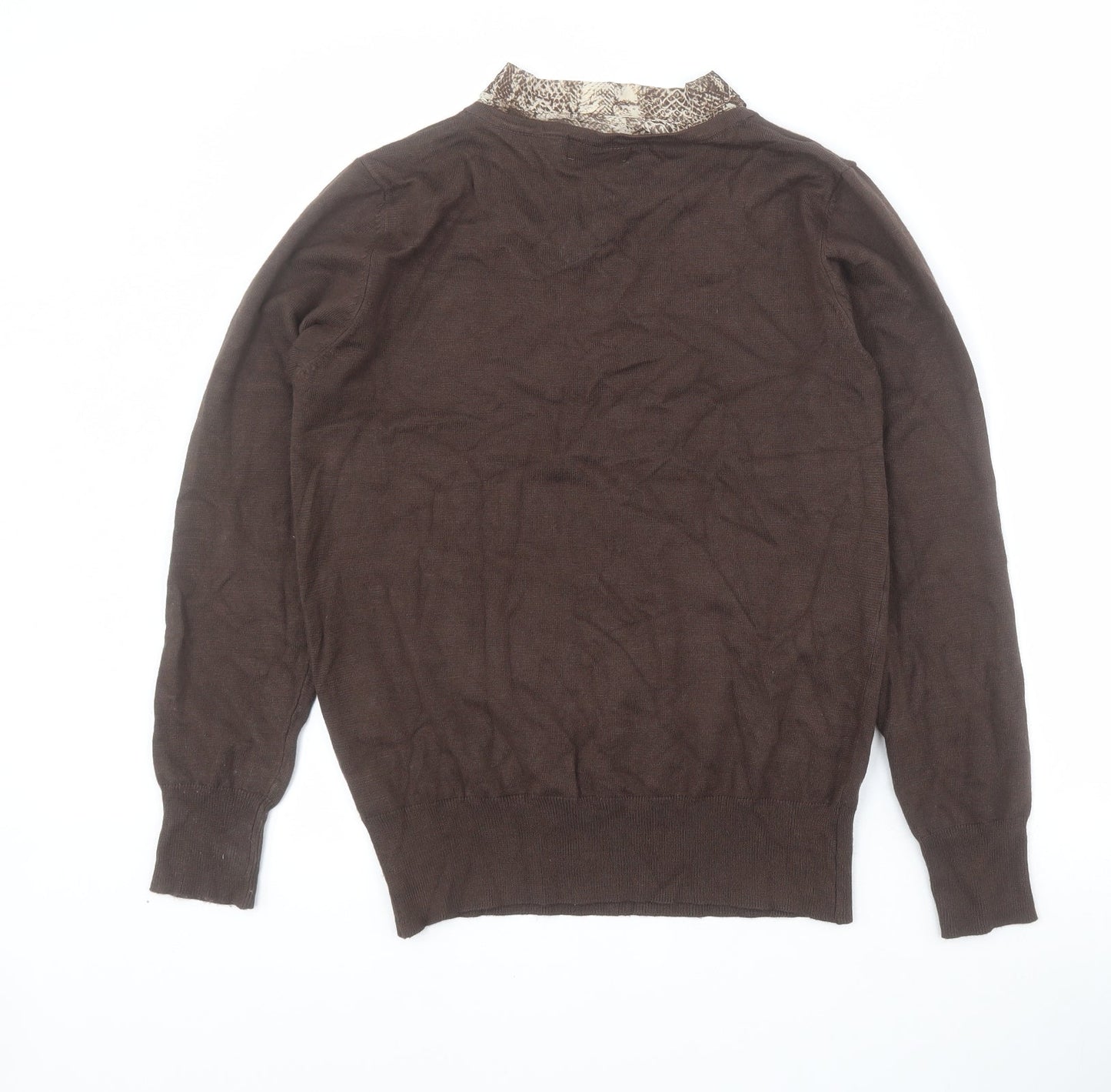 Paramour Womens Brown V-Neck  Viscose Pullover Jumper Size M