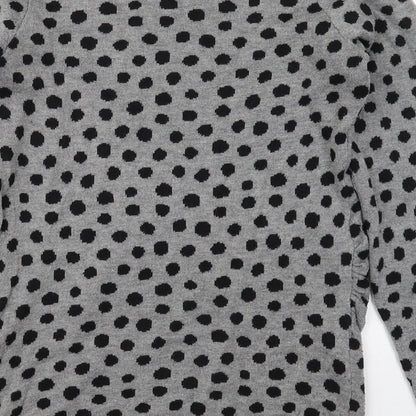 H&M Womens Grey Round Neck Polka Dot Polyester Pullover Jumper Size S