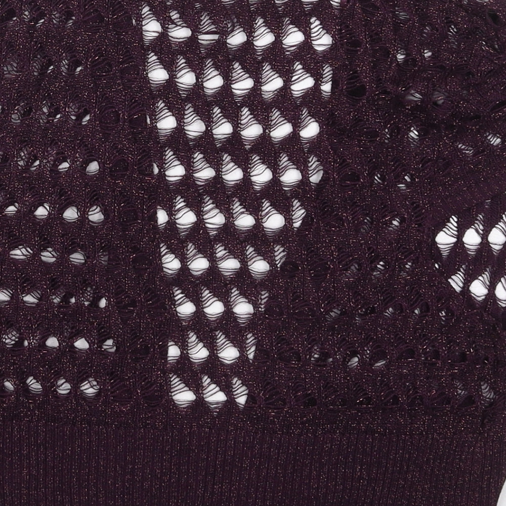 George Womens Purple V-Neck  Acrylic Cardigan Jumper Size M