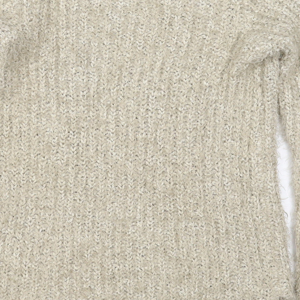 F&F Womens Beige Crew Neck  Polyester Pullover Jumper Size 6